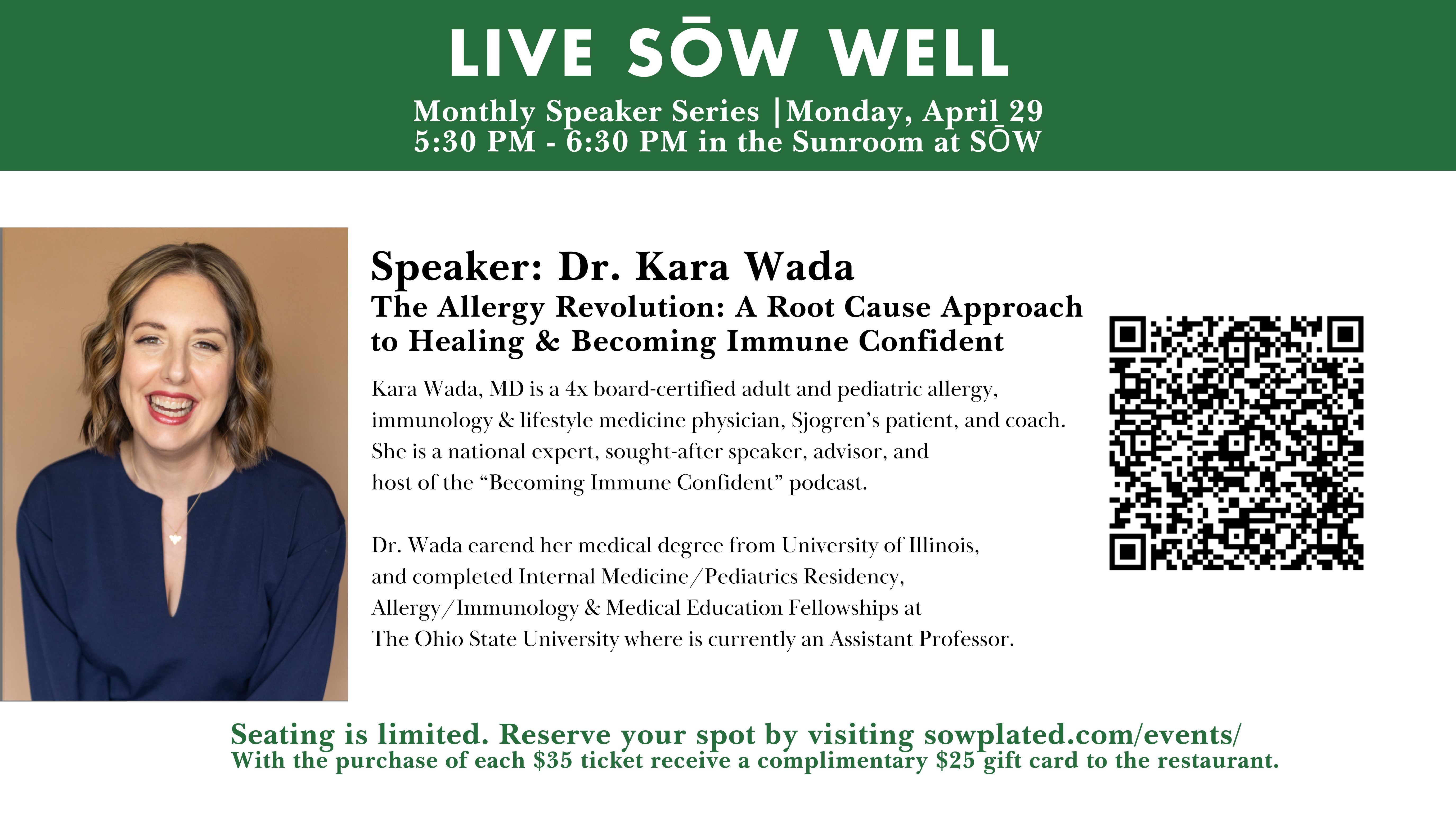 Live SŌW Well Speaker Series - November 28, 2023 Dr. Mylese Spar